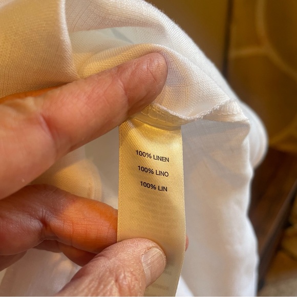 Chico's White Linen Long Sleeve Button-Down Blouse - Picture 4 of 7